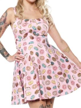 Women’s Pink Donut Print Midi Dress
